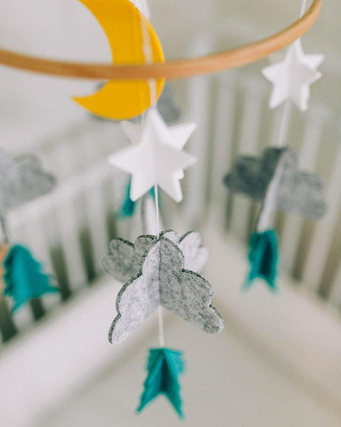 Baby Crib Mobile (Starry Woodland Night, Mint) - Nursery Decoration Crib Mobile and Baby Shower for Boys and Girls...