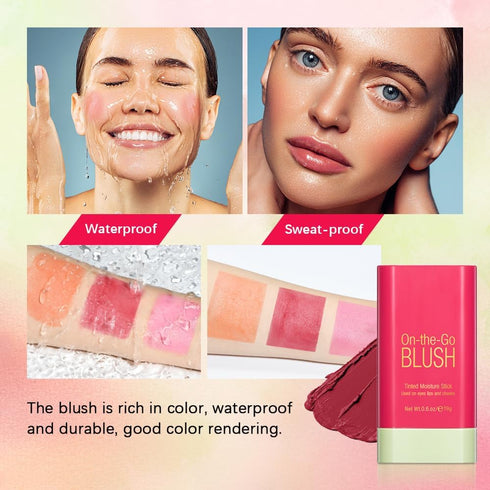 Soft Creamy Blush Stick, Multi-use Makeup Blush Stick for Cheeks and Lips Tint, Waterproof Solid Moisturizer Stick, Natural Smooth Blendable Matte...