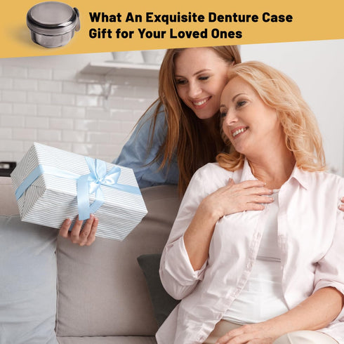 No Leak & Non-Slip Partial Denture Case Retainer Bath Box Cup, Denture Soaking Cup False Teeth Holder Box Case with Strainer Basket and Brush,Dish...