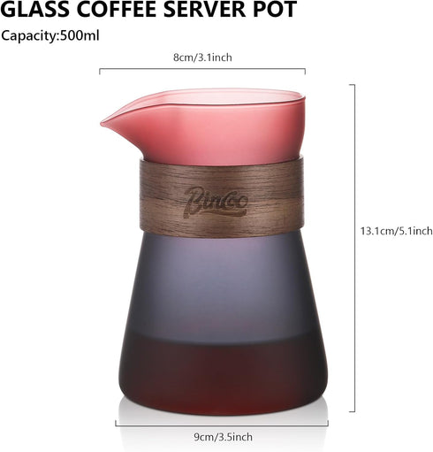 Bincoo Pour Over Coffee Maker Holds 4 Cups, 16.9oz Coffee Dripper Borosilicate Glass Coffee Carafe Brewer,Permanent Resuable Removable Coffee Serv...