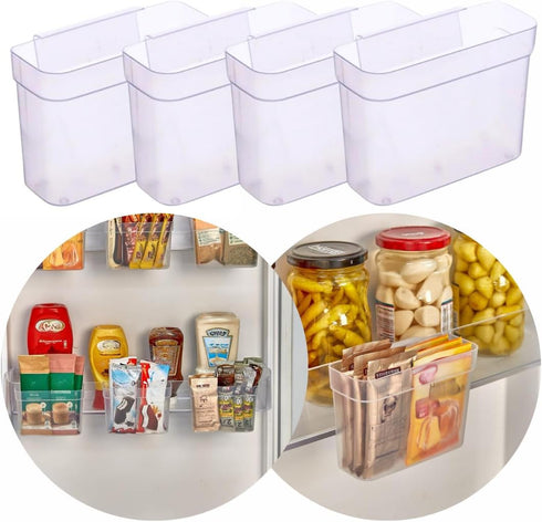 4 Pcs Clear Hanging Refrigerator Lid Shelf Organizer: Versatile Box Set for Adaptable Fridge Storage Efficiency Bins (Clear, 4 Pcs)...