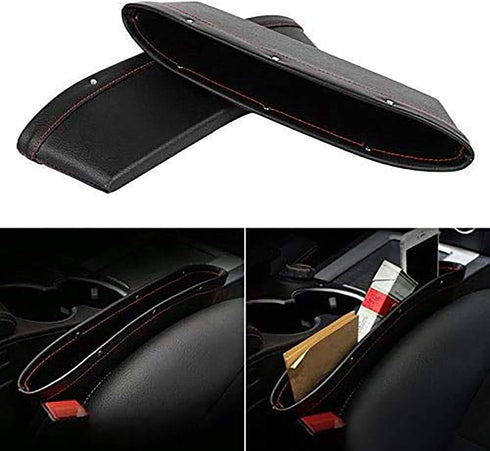 2 Set Car Seat Gap Organizer, Car Seat Gap Filler, PU Full Leather Car Seat Crevice Storage Box Universal Fit in Between Car Seat Catcher for Phon...