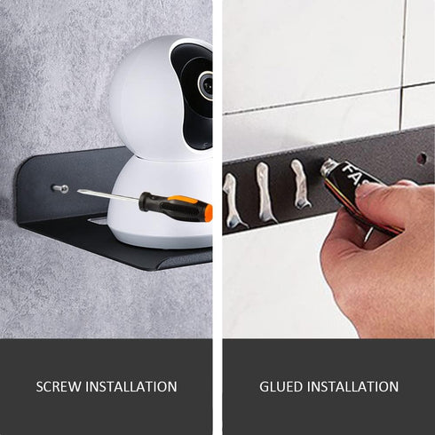 OLizee® Drill-Free Wall Mount Floating Display Shelf with Cable Hole Baby Monitor Projector Wall Shelf Video Camera Wall Holder WiFi Router Storag...