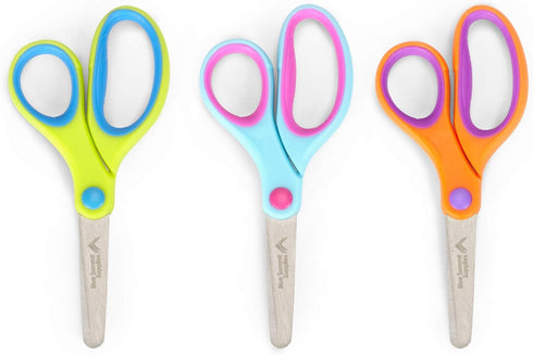 Blue Summit Supplies Kids Scissors, Student Scissors with Comfort Grip, Bulk Safety Scissors for School and Classrooms, Orange, Blue, and Pink Chi...