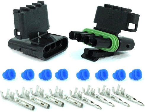 Michigan Motorsports Weather Pack 4 PIN Connectors 5 Sets 12-16 AWG used for cars, trucks, motorcycle, boat, trailer, marine, jetski (4 PIN)...