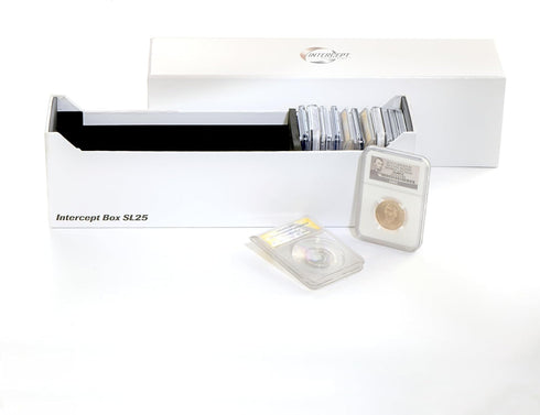 Lighthouse - Storage Box SL 25 for 25 Coin Slabs Including PCGS, NGC, ANACS with INTERCEPT TECHNOLOGY Corrosion Protection (12 1/2" x 3" x 3 3/4")...