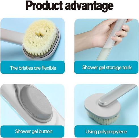 2 Pack Back Scrubber for Shower, Long Handle Bath Massage Cleaning Brush, Family Essentials Long Handle Back Shower Bath Soap Dispenser Massage Cl...