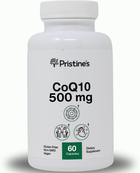 PRISTINE'S CoQ10 500MG Energy Production Support Supplement Capsules - 30 Day Supply Heart Health Supplement - Lung Health & Migraine Support Anti...