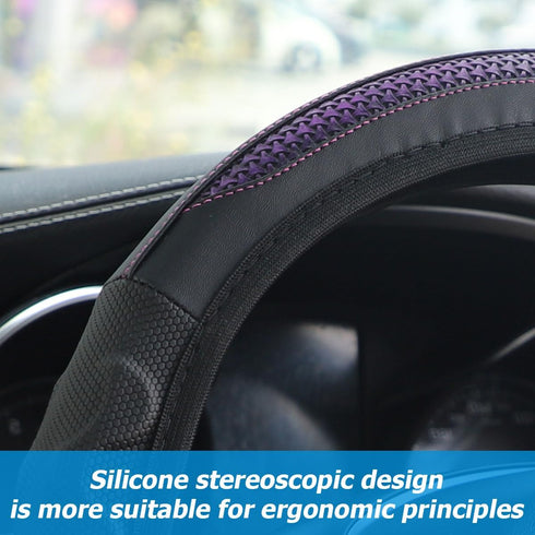 15 Inch Carbon Fiber Car Steering Wheel Cover, Breathable Anti-Slip Automotive Steering Wheel Covers, Car Interior Accessories for Men and Women, ...