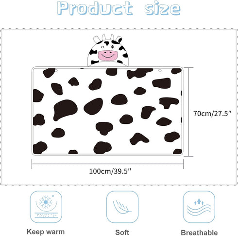 MICHLEY Baby Hooded Swaddling Blanket for Boys Girls, Animal Face Toddler Fall Winter Throw Blankets 0-3 Years(Cow)...