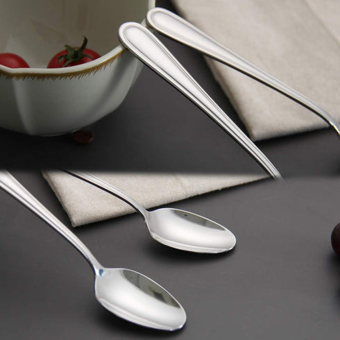 Spoons Dinner Spoons Stainless Steel 18/0 of Dessert Spoons 6 Pcs for Home, Kitchen Restaurant, Dishwasher Safe, 7.08 Inches, Silver...