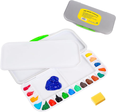Falling in Art Airtight Watercolor Palette, Plastic Paint Palette with 18 Wells and 3 Mixing Areas, Folding Paint Tray with Lid, Suitable for Acry...
