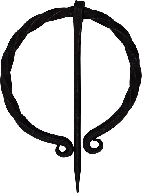 Hand-Forged Medieval design Twisted O shape brooch with clock pin unisex for cloak shawl and scarf...
