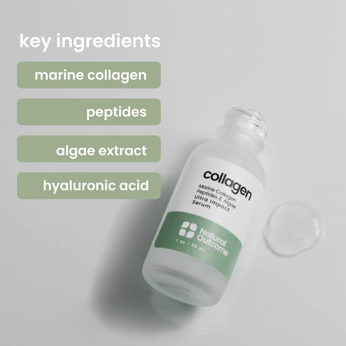 Collagen Serum For Face by Natural Outcome Skin Care - Ultra Impact Marine Collagen Peptides Serum for Face - Facial Moisturizer Anti Aging Serum ...