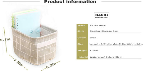 AARAINBOW 3 Packs Storage Basket Bins Canvas Mini Storage Cubes Storage Basket for Makeup, Toys Liners, Books Storage Baskets with Handles for She...