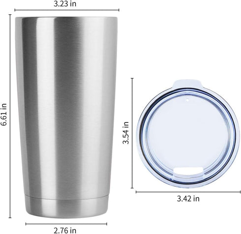 DOMICARE 20oz Stainless Steel Tumbler Bulk with Lid, Double Wall Vacuum Insulated Travel Mug, Powder Coated Coffee Cup, Stainless Steel, 1 Pack...