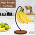 Banana Holder Stand - Newest Patented Modern Banana Hanger with Wood Base Stainless Steel Banana Tree Hook Rack for Kitchen Countertop (Black Brow...