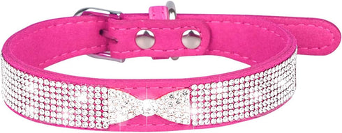 Cute Dog Collar with Bling Rhinestone, Fancy Crystal Diamond Glitter Pretty Jewel Soft Cat Collars for Small Medium Large Breed Dogs Girl Female P...