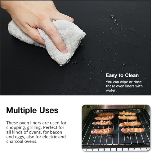 Large Oven Liners for Bottom of Oven, 3 Pack Heavy Duty Oven Mat Set, Thick Oven Liners for Bottom of Electric Oven, Reusable Oven Protector Liner...