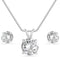 925 Sterling Silver White Quartz Pendant and Earrings Set For Womens...