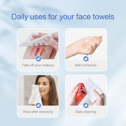 Face Towels Disposable Clean Face Towels, Cotton Makeup Remover Face Wipes, Disposable Large Facial Towels, Facial Cleansing Wipes for Sensitive S...