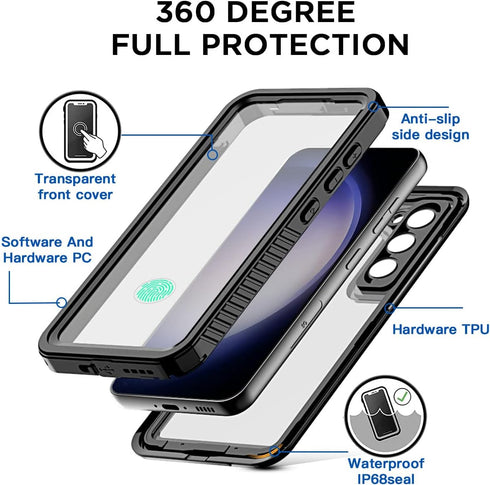 AICase for Samsung Galaxy S23 Case Waterproof, Clear Water Proof Shockproof Dustproof Snowproof Full Body Rugged Transparent Underwater Phone Case...
