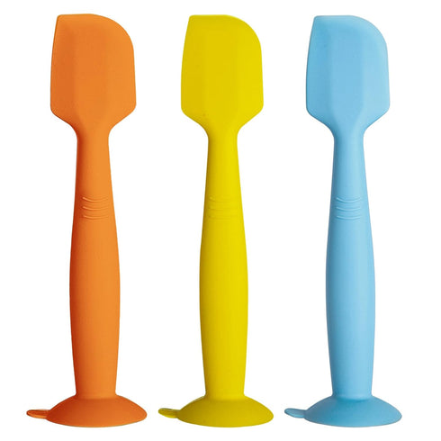 Baby Diaper Cream Spatula 3 Pack Butt Paste Spatula Soft Silicone Diaper Cream Applicator Butt Spatula Baby With Suction Cup Base (Light Blue, Yel...