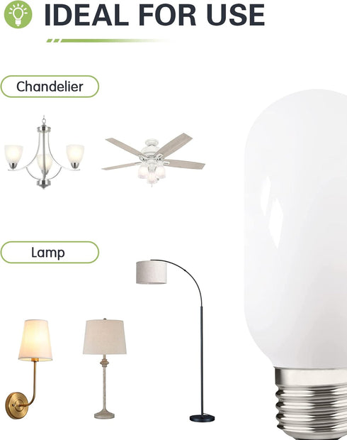 Frosted E26 T45 LED Bulb, 2Watt(25W Equivalent), Soft Warm 2700K, Milky Glass, Dimmable Tubular LED Edison Light Bulbs for Chandelier Ceiling Fans...