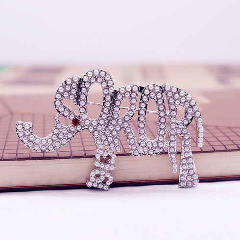 Pearl Elephant DST Sorority Pin Soror Greek Delta Brooch Social Womenhood Gift Jewelry For Clothing Bag...