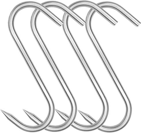 Meat Hook, 8Inch 10mm Heavy Duty S-Hooks Stainless Steel Meat Processing Butcher Hooks (10mm8inch)...