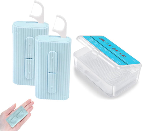 Holy rose Portable Dental Floss Picks Dispenser 2 Box,Travel Floss Case with Adult Floss Sticks 80Count,Portable Flosser Toothpick Perfect for Hom...