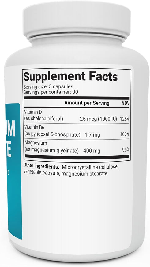 Dr. Berg's Magnesium Glycinate 400mg - Fully Chelated Magnesium Glycinate Capsules for Stress, Calm, Relaxation & Sleep Support - includes Magnesi...