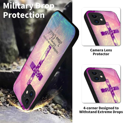 Jesus Christ Cross Case for iPhone 12 Girly Non-Yellowing Case for iPhone 12 Jesus Christ Cross with Glass Back...