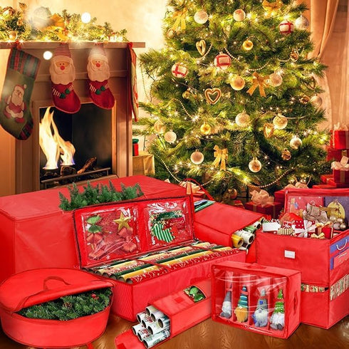 Demao 2 Pack Wrapping Paper Storage Bag 31", Resistant Gift Wrap Paper Storage Organizer Container for Christmas Paper Rolls Storage Holder Great ...