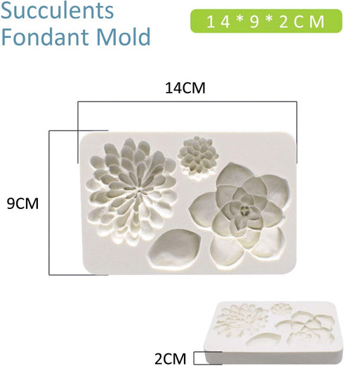 2PCS Succulent Fondant Mold Fern Leaf Fondant Mold Silicone Polymer Clay Molds Cake Decoration Molds Gumpaste 3D Silicone Molds for Cupcakes, Choc...