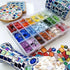 200 Pcs Mosaic Tiles for Crafts Iridescent Crystal Mosaic Glass Tile Focal20 Square Mosaic Tiles Pieces Kits for Adults DIY Picture Frames Handmad...