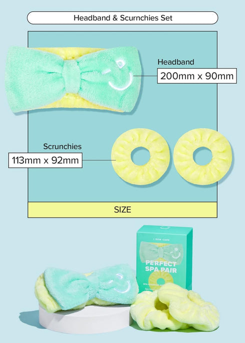 I DEW CARE Face Wash Headband & Scrunchie Set - Perfect Spa Pair | Head band for Face Washing & Skincare, Soft & Fuzzy, Teen Girls Cute Stuff, Bow...