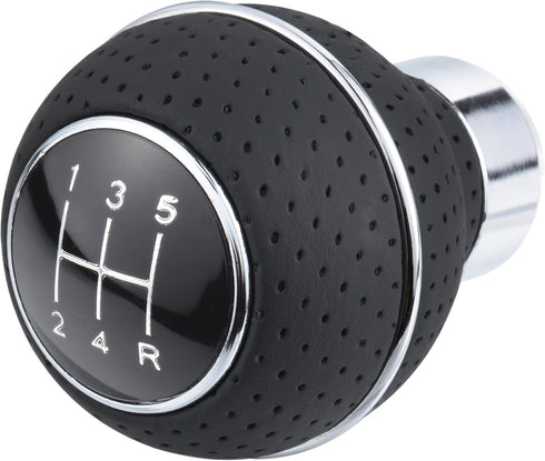 Abfer Manual Shifter Knob Car Leather Gear Head Stick Shift Knobs 5 Speed Fit Most Vehicle Truck, Silver...