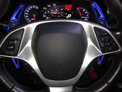 iJDMTOY Blue CNC Billet Aluminum Large Paddle Extensions Compatible with Chevy 2014-2019 C7 Corvette, 2016-up Gen6 Camaro...