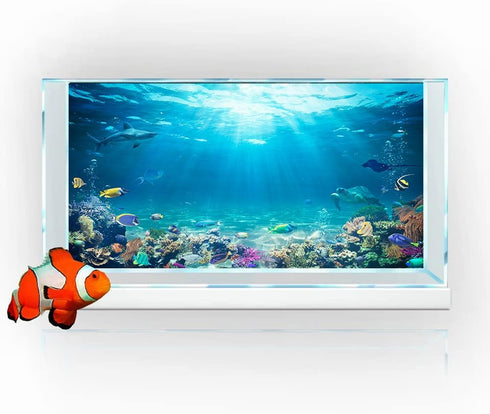 36X24IN Aquarium Background Under The Sea Coral Reef Scenery Backdrop Terrarium Background Underwater Marine Organism Fish Tank Background with 10...