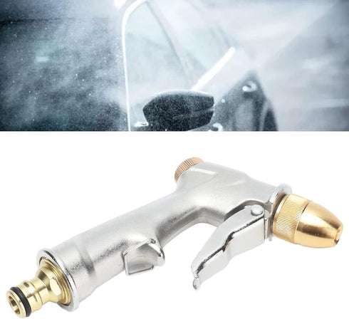 High Pressure Hose Nozzle, 4 Modes Metal Handheld Water Nozzle Sprayer with Fittings, Water Sprayer for Garden Watering Car Washing...