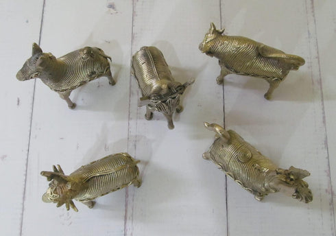 Dhokra Metal Art - Handcrafted Animal Figurines Small Assorted (Set of 5) | Home | Desk Decor...