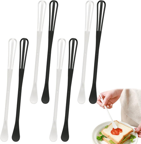 8 Pack Mini Whisk 2-In-1 Multifunctional Spoon and Whisk Egg Mixing Whisk Kitchen Cooking Mixing Tool for Mixing Ingredients Sauces (White and Bla...