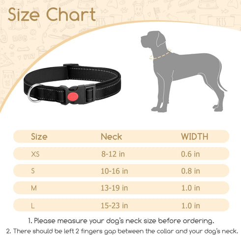 Dog Collar for Large Dogs, Nobleza Adjustable Reflective Boy Dog Collar with Safety Lock and Quick Release Buckle, Durable Nylon Pet Collar with S...