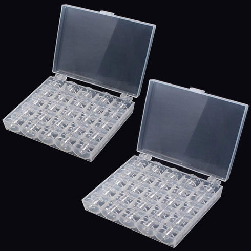 Bobbin Box?Machine Bobbin Organizer Plastic Case?Transparent 25 Slots Empty Bobbins Spools Box?Sewing Craft Plastic Case Storage Box for Sewing Ma...