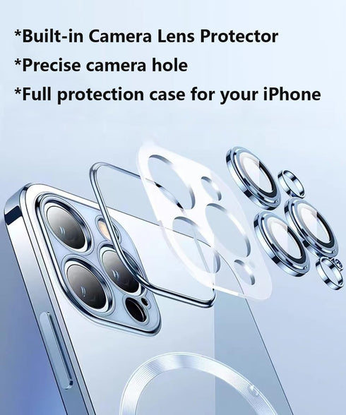 Magnetic Case for iPhone 15 Pro Max Case Clear Compatible with MagSafe Built-in Camera Lens Protector Soft Slim Shockproof Phone Case Cover for iP...
