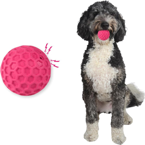 Honeycomb Squeaky Ball, Dog Balls, Squeaky Balls for Dogs, Rubber Dog Ball for Medium to Large Dogs (Pink, 1)...