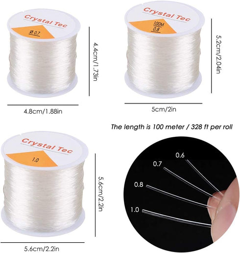 4 Roll 328 FT Clear Elastic Beading Threads, AIFUDA Stretchy Crystal Bracelet String Cords Crystal Rope for DIY Bracelet Beading Jewelry Making (0...