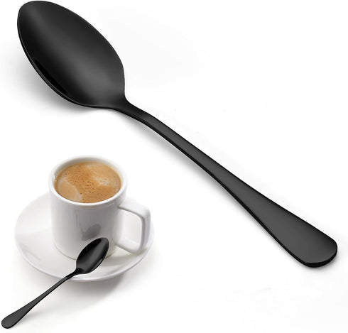 12 Pcs Black Demitasse Espresso Spoons Set, 4.7" Mini Coffee Spoons, Tiny Tea Spoons, Stainless Steel Small Spoons for Dessert, Tea, Appetizer, Sm...