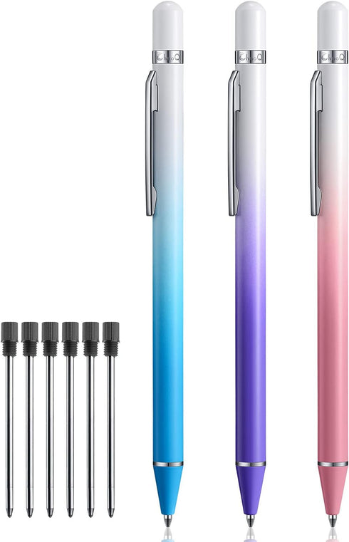 Ballpoint Pen, 3 Pack Ball Point Pens Black Ink Medium Point 1.0 mm for Gift, Business, Office, 6 Extras Replaceable Metal Refills - Dream Pink, D...